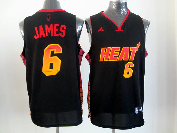  NBA Miami Heat 6 LeBron James Swingman Black Color Printing Jersey